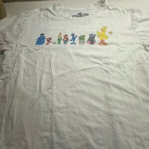 White Sesame Street T-Shirt ( Holes arm pit )